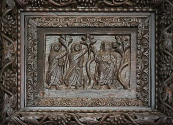 Tafel von der Tür aus dem 5. Jahrhundert: Christus erscheint den heiligen Frauen am Grab